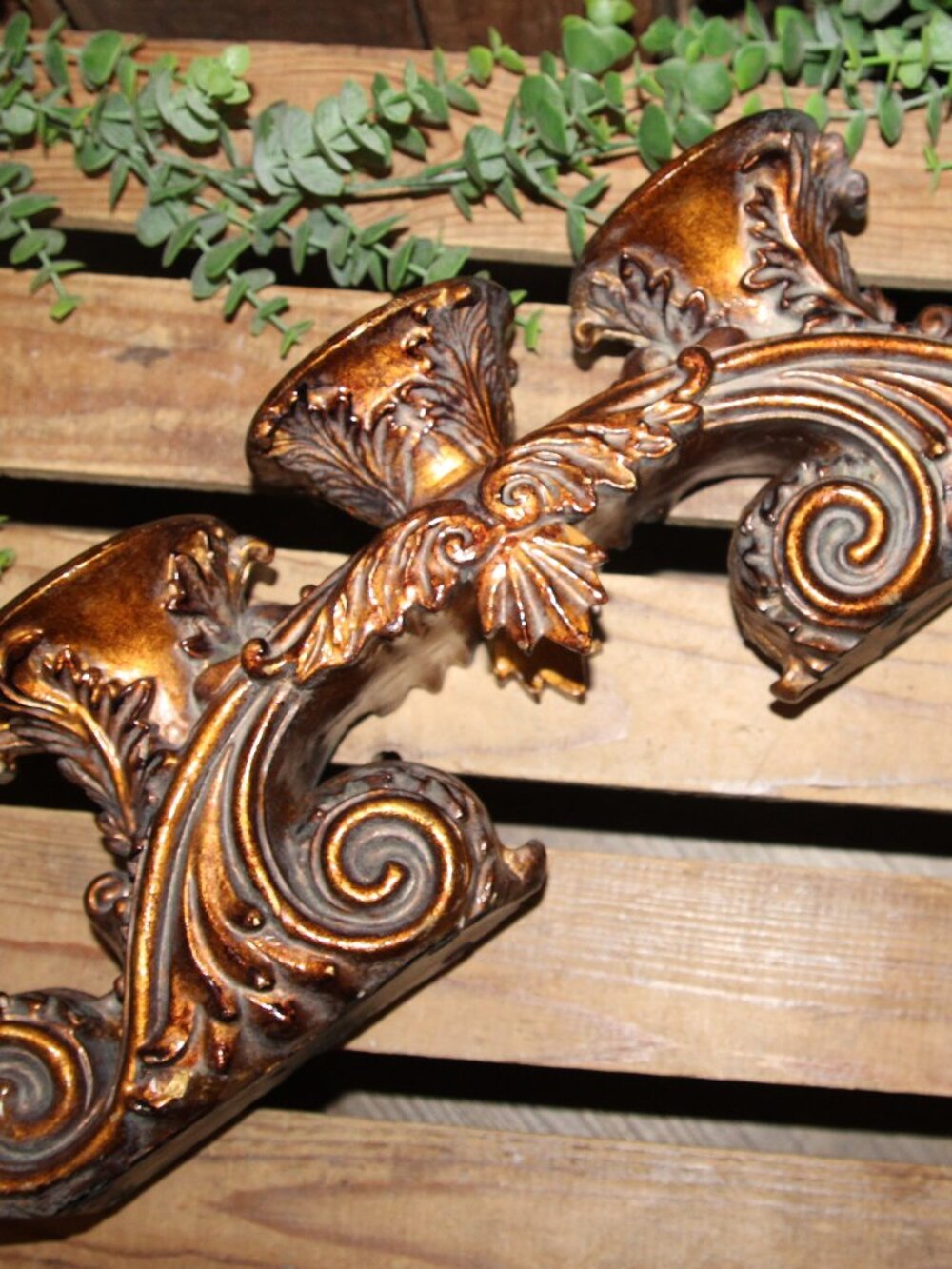 NEW Large Ornate Old World French Country Copper Gold Candleabra Candle Holder